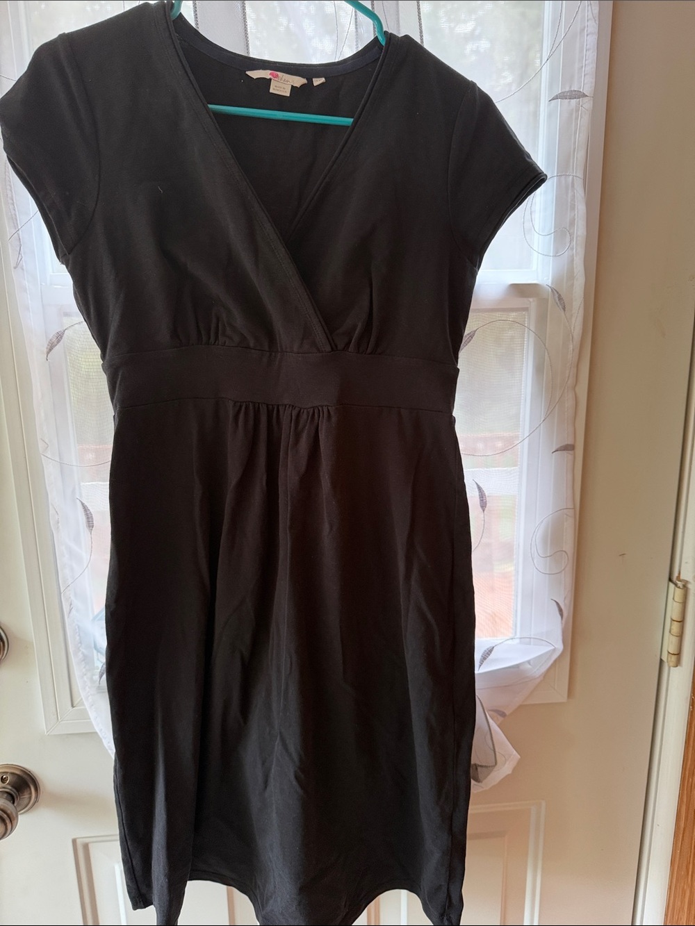 Boden Black V-Neck Empire-Waist Midi Dress
